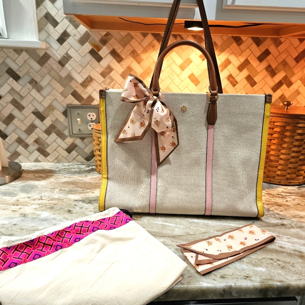 Tory Burch Blake canvas jumbo tote With Dust Bag